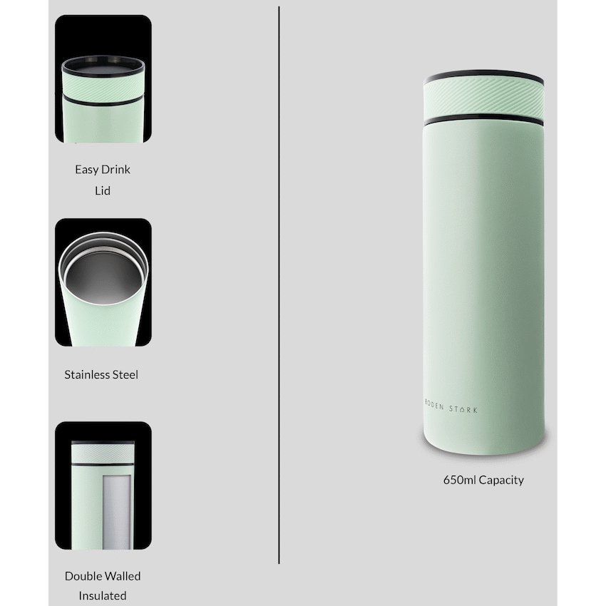Boden Stark 650ml Travel Flask - Green - Guards On Duty Shop & Security Guards