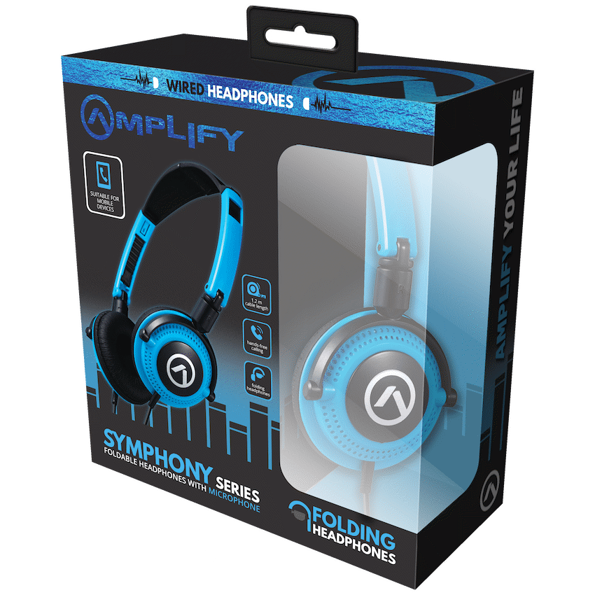 Amplify Symphony Headphones with Microphone - Blue & Black - Guards On Duty Shop & Security Guards
