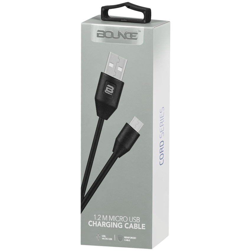 Bounce Cord Series 1.2m Micro USB Cable - Black - Guards On Duty Shop & Security Guards
