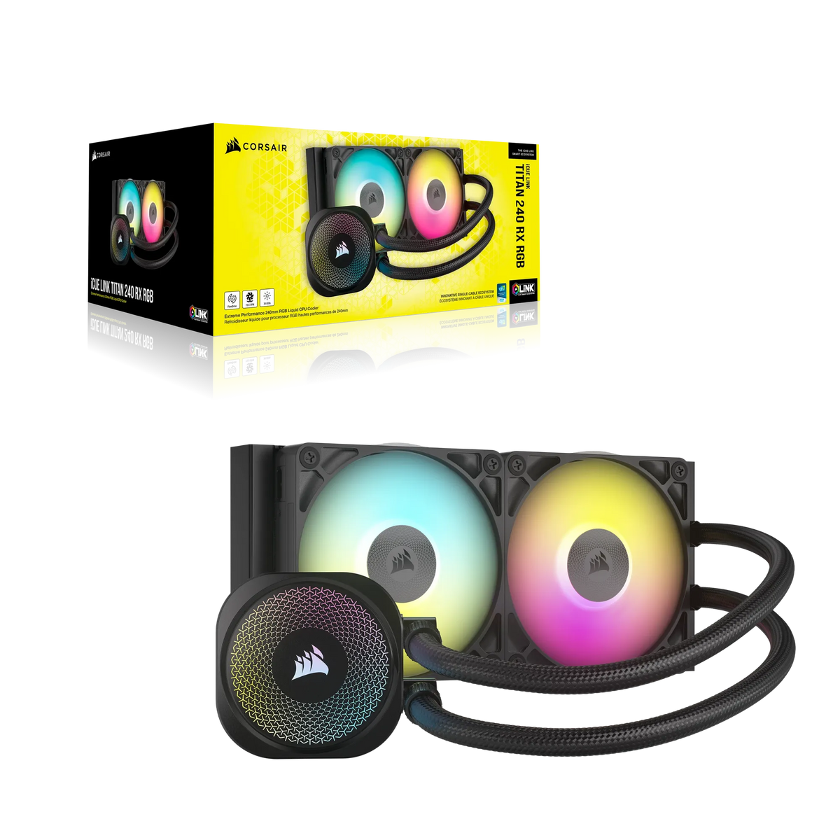 Corsair iCUE LINK TITAN 240 RX RGB Liquid CPU Cooler – RX120 RGB Fans – Fits Intel® LGA 1851/1700; AMD® AM5/AM4.
