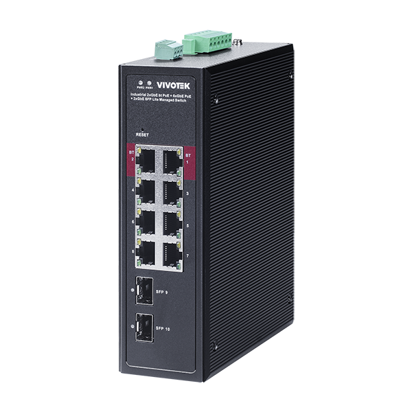 VIVOTEK Industrial 2xGbE bt 90W + 6xGbE at 30W + 2xGbE SFP Lite Managed Switch