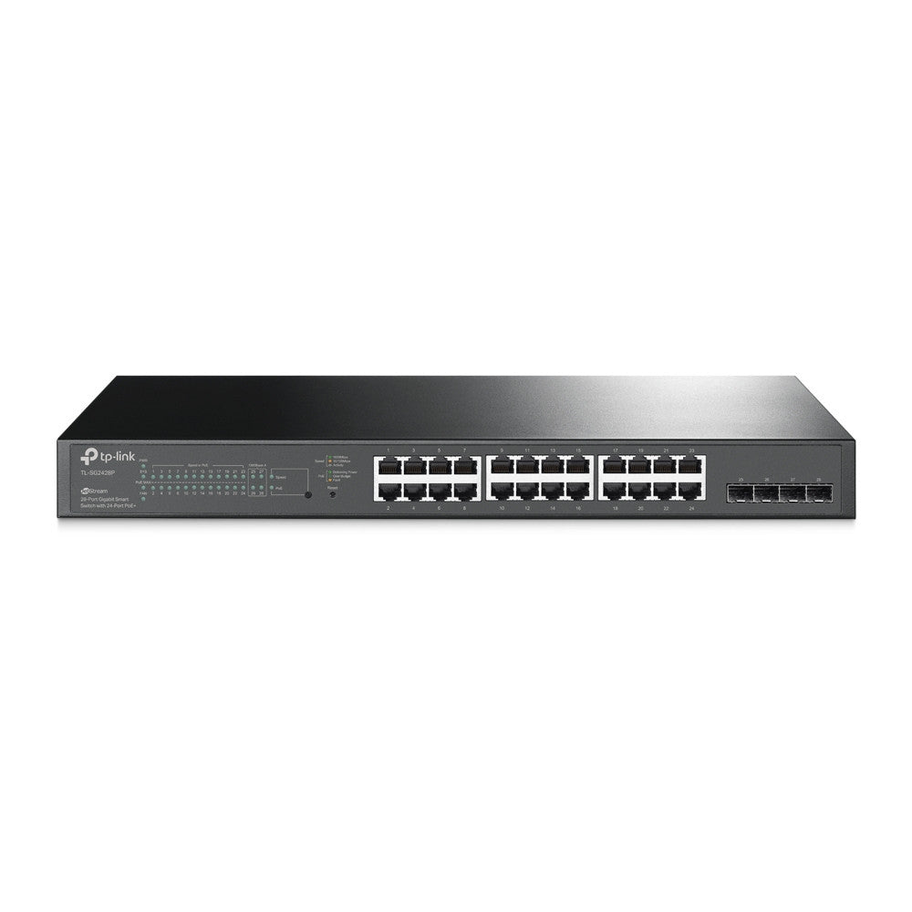 TP-Link Omada 28-Port Gigabit Smart PoE+ Switch 24×1G PoE+ 4×1G SFP 250W 1U Rackmount