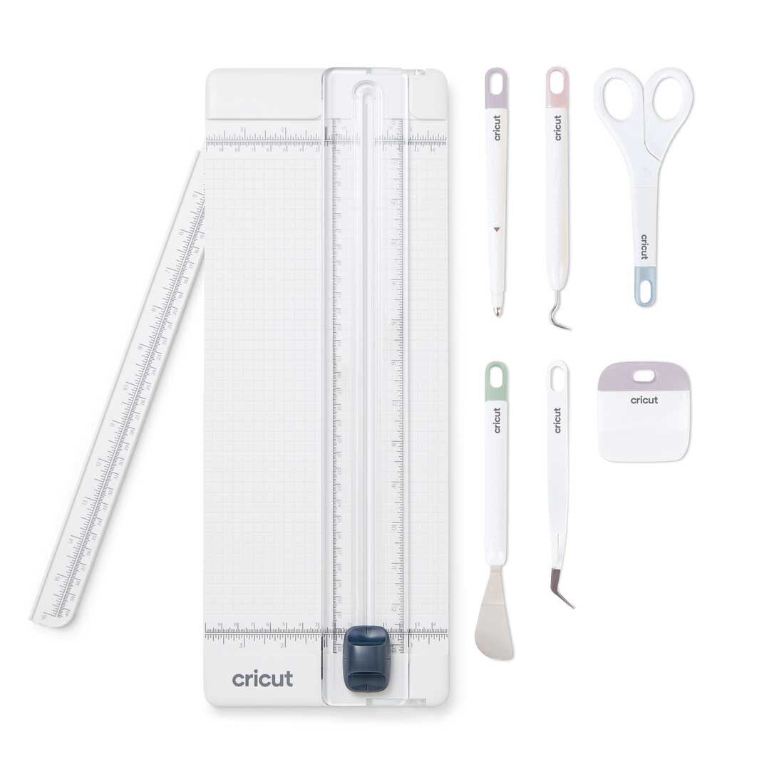 2008760 - Cricut 13 Inch Essential Tool Set. trimmer; scroing stylus; spatula; weeder; scraper; scissors; tweezers