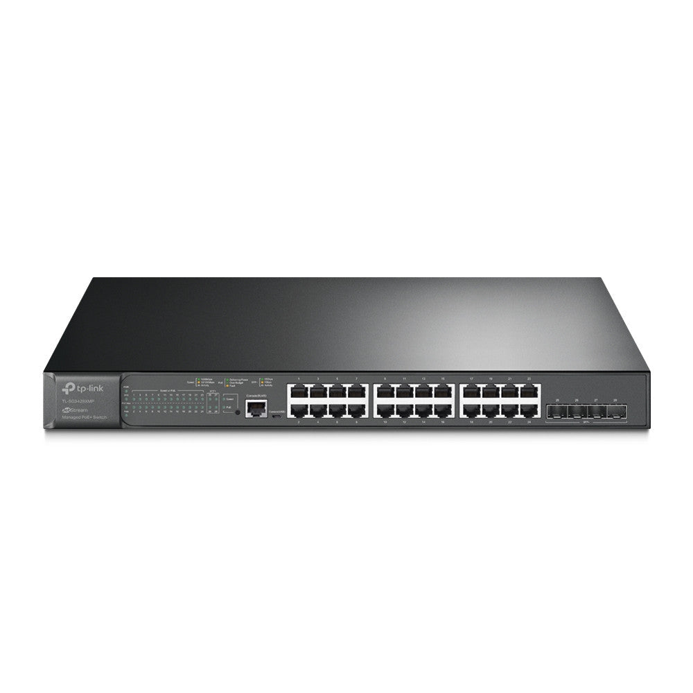 TP-Link Omada 24-Port Gigabit PoE+ L2+ Switch 24×1G PoE+ 4×10G SFP+ 384W 1U Rackmount