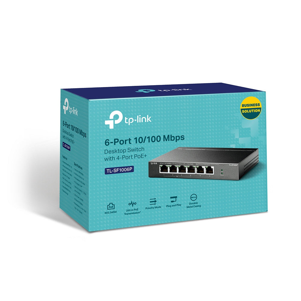 TP-Link 6-Port 10/100 Mbps PoE+ Desktop Switch | TL-SF1006P