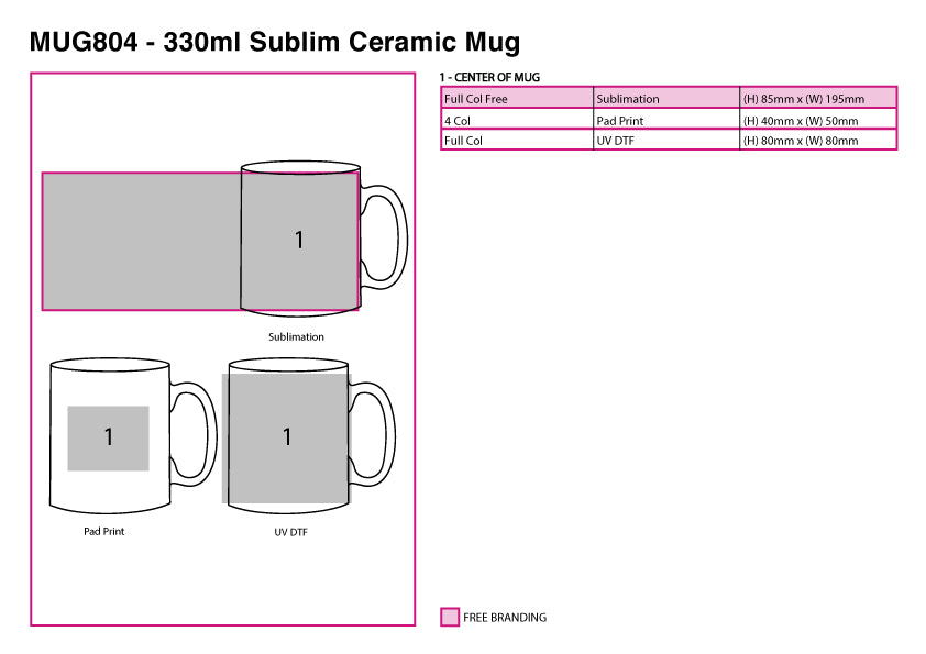 330ml Sublim Ceramic Mug