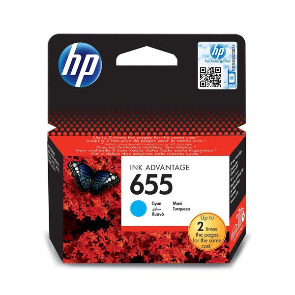HP 655 Cyan Original Ink Advantage Cartridge ~600 pgs