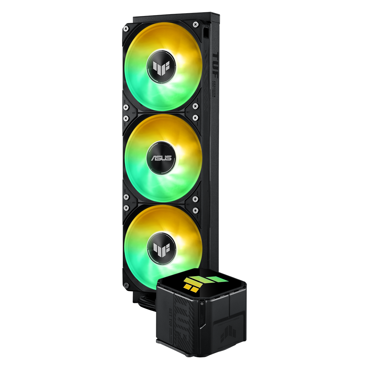 ASUS Cooler WB dimen:80.9x77x67.1 mm. Block Material :Copper. Radiator Dimens:397x120x27mm. Intel:1851;1700;1200/ AMD: AM4/5