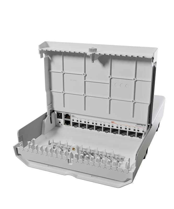 MikroTik netFiber 9 outdoor switch with 5 SFP, 4 SFP+, 1 Ethernet ports