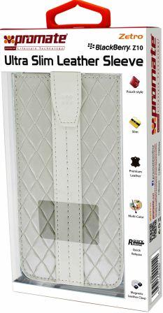 Promate White Zetro Blackberry Z10 Ultra Slim Leather Sleeve