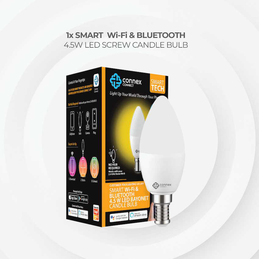 Smart WiFi Bulb 4.5W LED White Candle Bayonet - Guards On Duty Shop & Security Guards