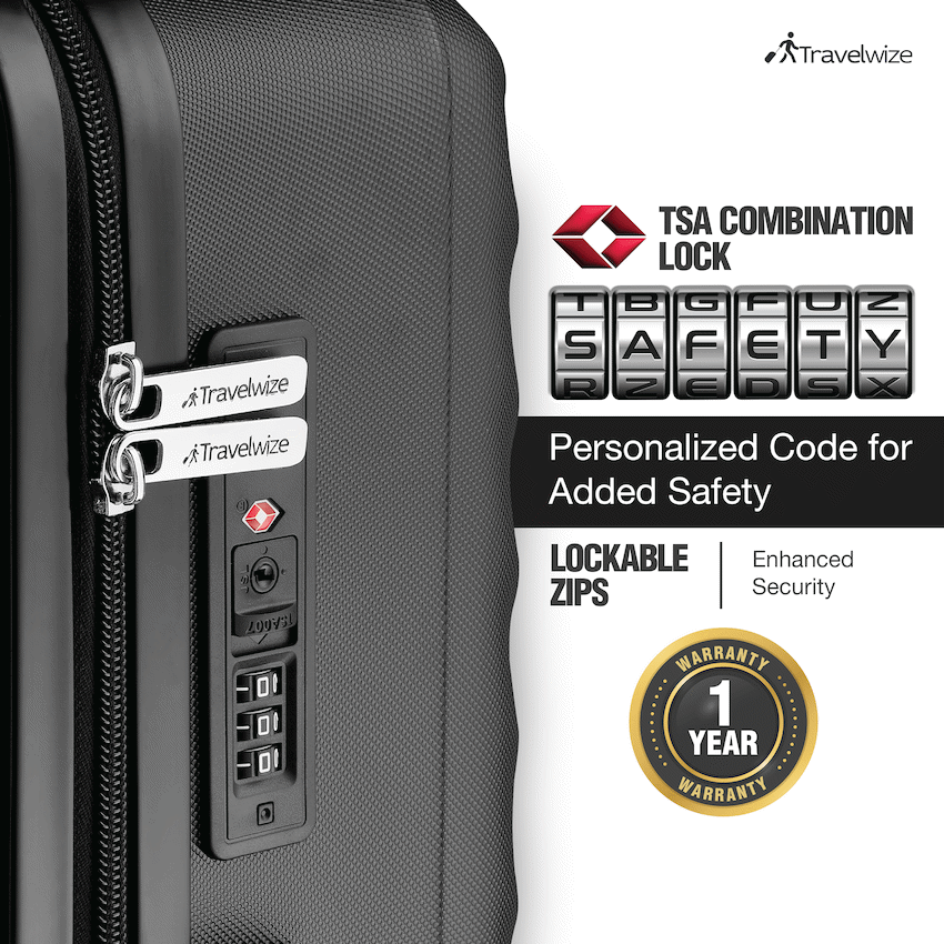 Travelwize Astra ABS 77cm 4-Wheel Spinner Luggage - Black