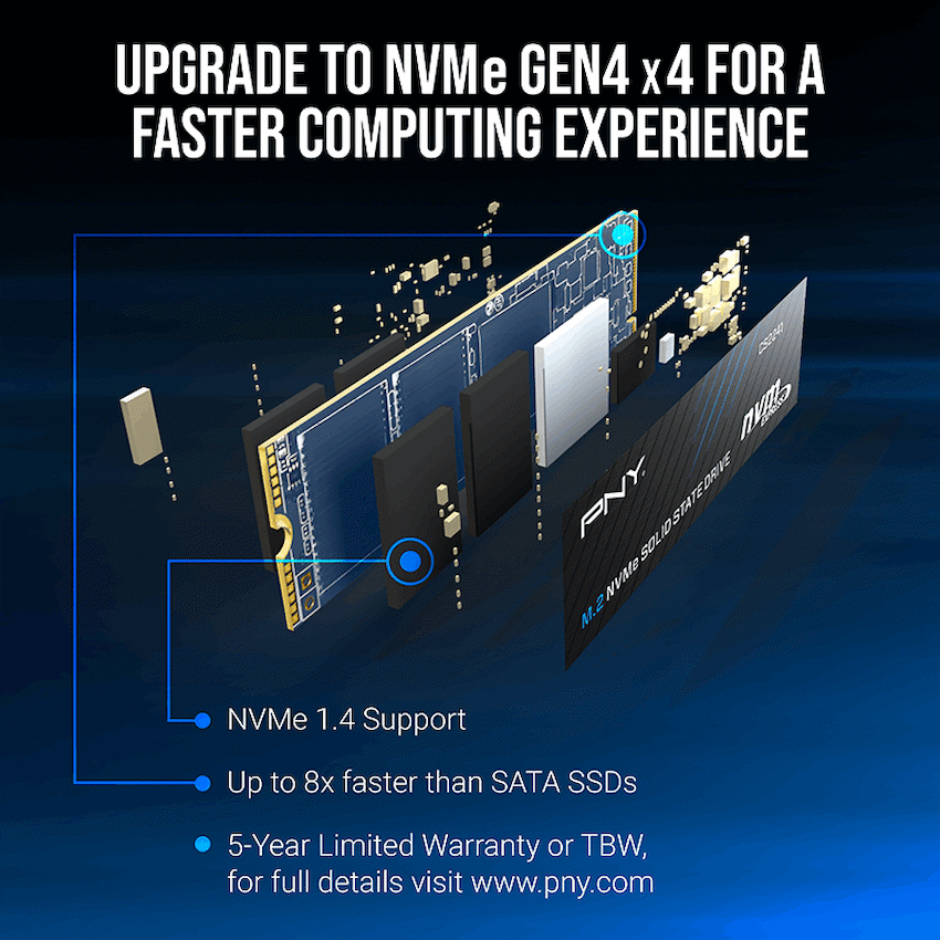 PNY 1TB Gen4 NVMe M.2 2280 Solid State Drive