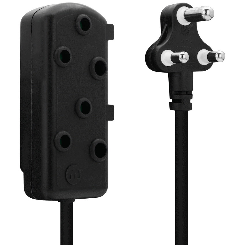 Ellies Side-by-Side Heavy-Duty Extension Lead - 3m - Black
