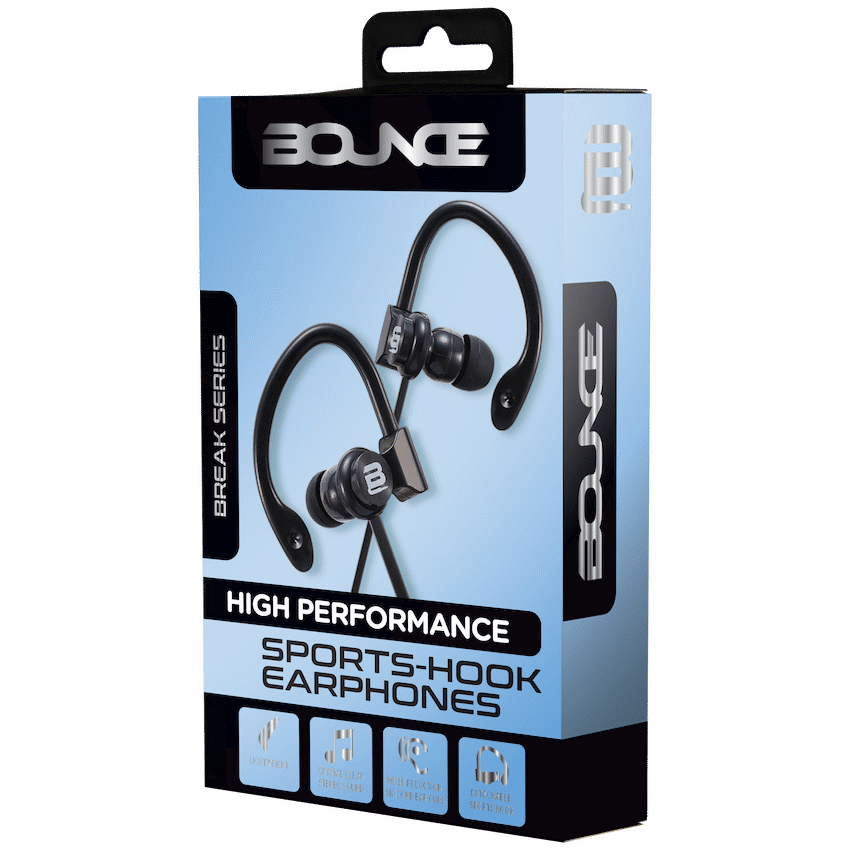 Bounce Break Series Hook-On Earphones - Black