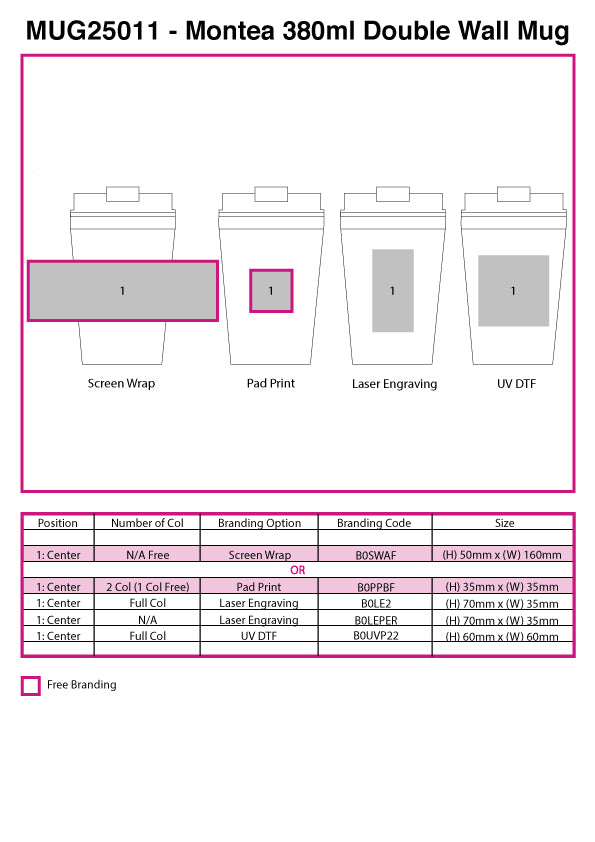 Montea 380ml Double Wall Mug