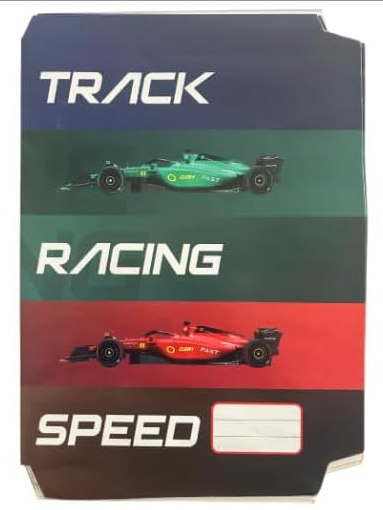 Marlin A4 Precut Book Covers F1 Track Racing 5Pack