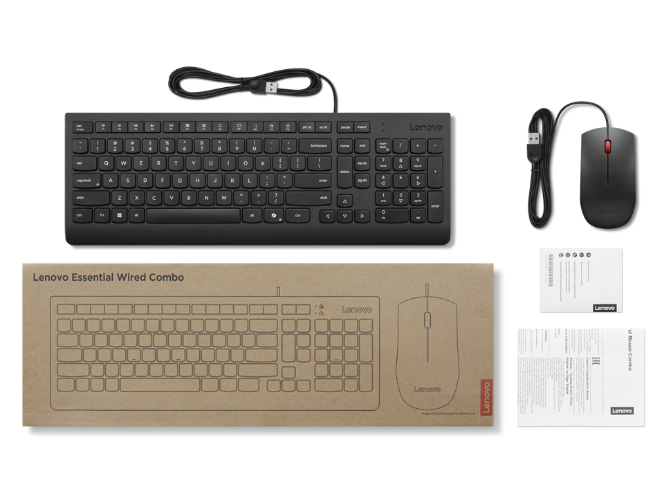 Lenovo Essential Wired Combo Keyboard and Mouse (US English 103P)