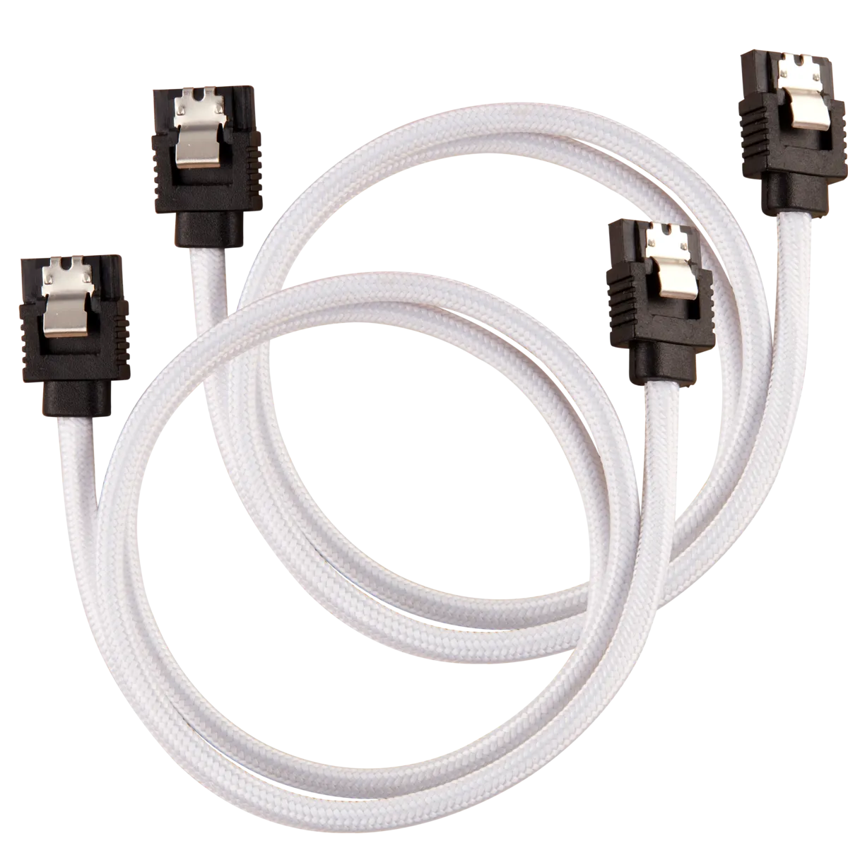 Corsair Premium Sleeved SATA Data Cable Set with Straight Connectors; White; 60cm