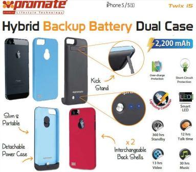 Promate Blue I5 Hybrid Backup Battery Dual Case