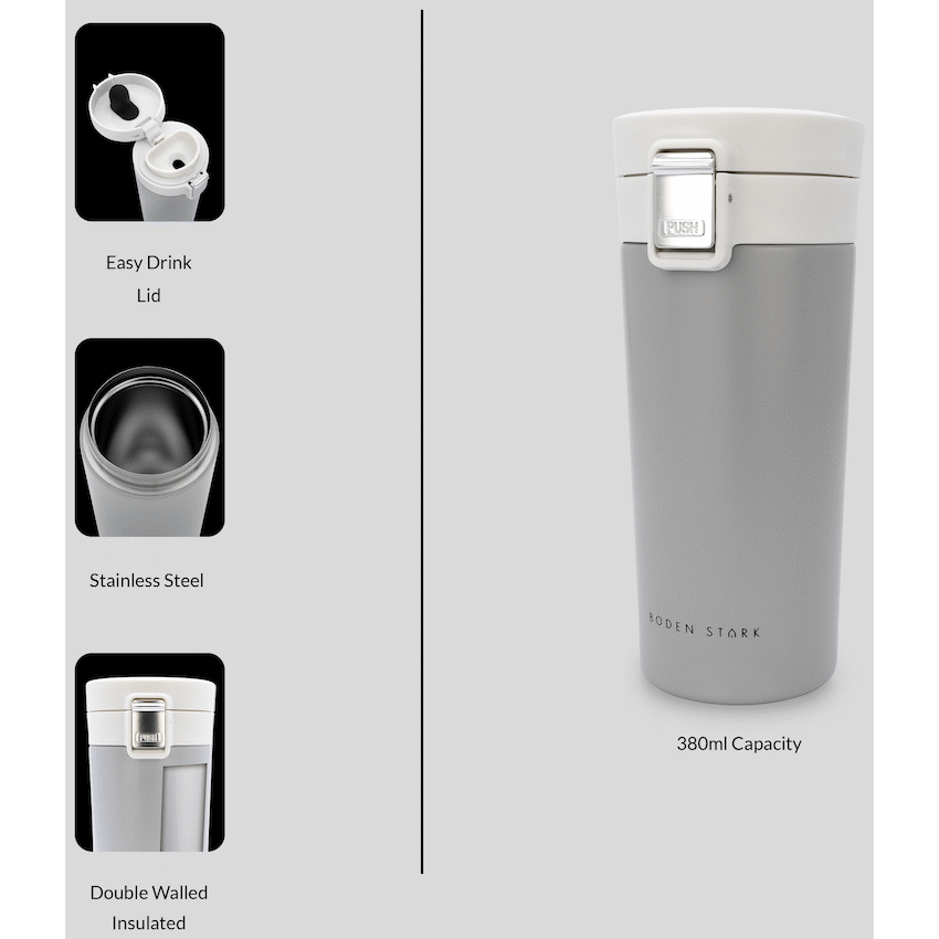 Boden Stark 380ml Travel Mug - Grey