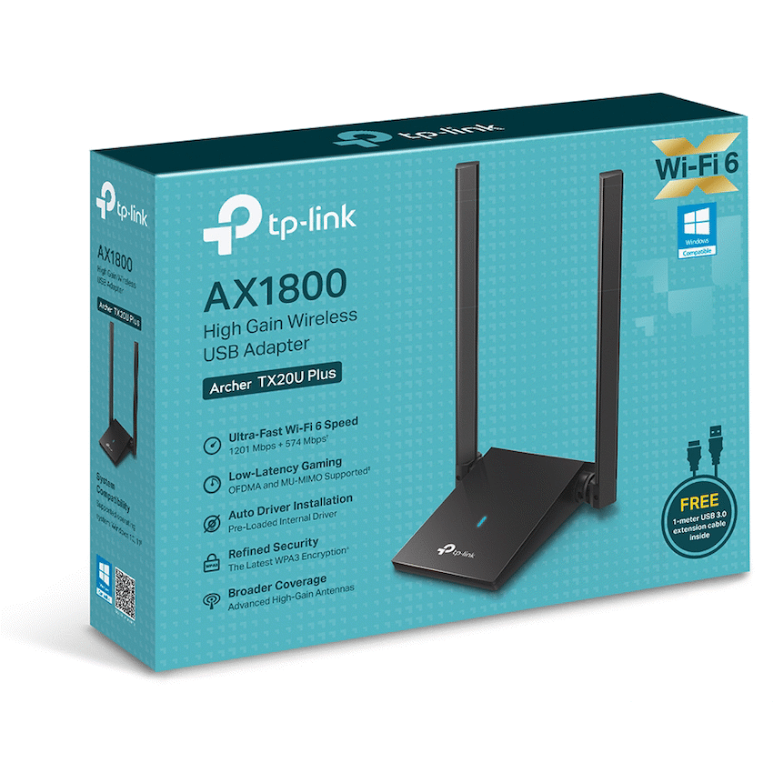 Archer TX20U Plus AX1800 Dual Antennas High-Gain Wireless USB Adapter