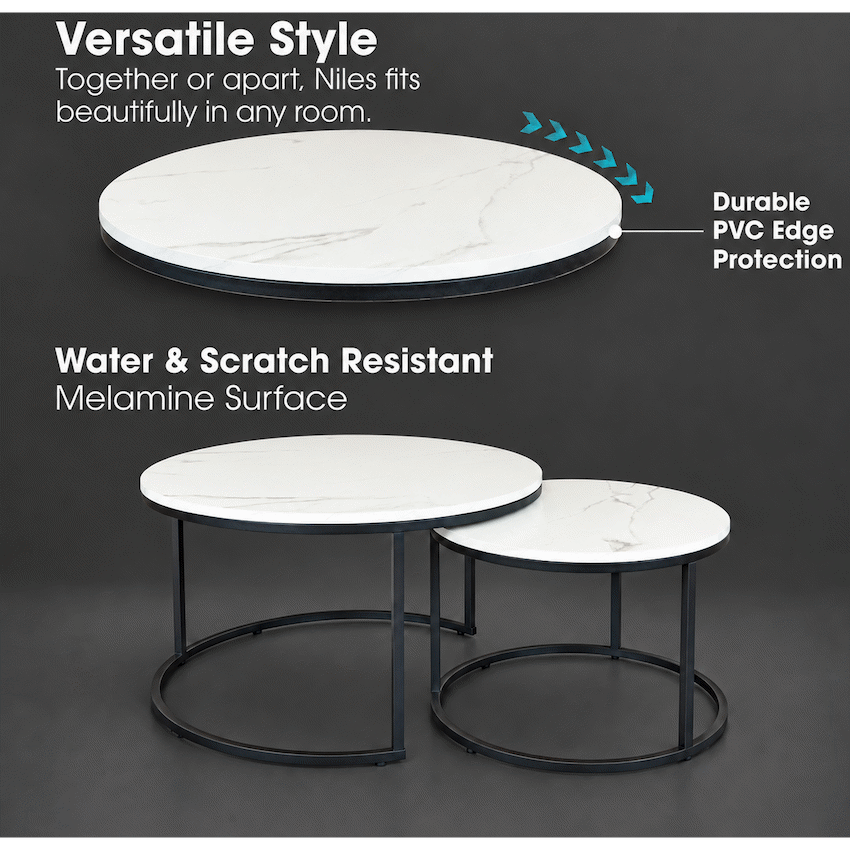 Everfurn Nile Nesting Coffee Table - Marble White