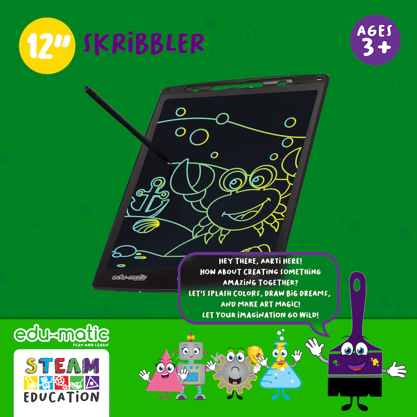 Edu-Matic Skribbler - 12in LCD Writing Tablet with 1 Delete Button - Guards On Duty Shop & Security Guards