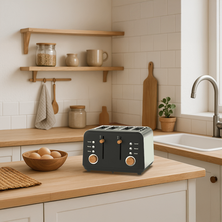 Boden Stark Anson Collection 4-Slice Stainless Steel Toaster - Black