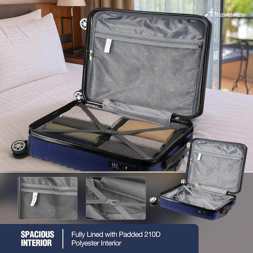 Travelwize Astra ABS 77cm 4-Wheel Spinner Luggage - Navy