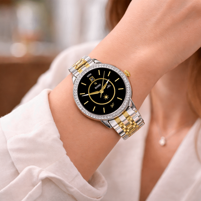 Volkano Ayla Collection Round Smartwatch With 2 Colour Metal link Strap