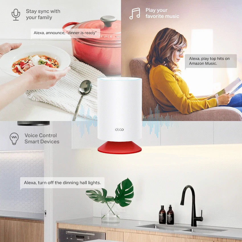 Deco VOICEX20 (3-Pack) AX1800 Whole Home Mesh Wi-Fi 6 System with Smart Speaker