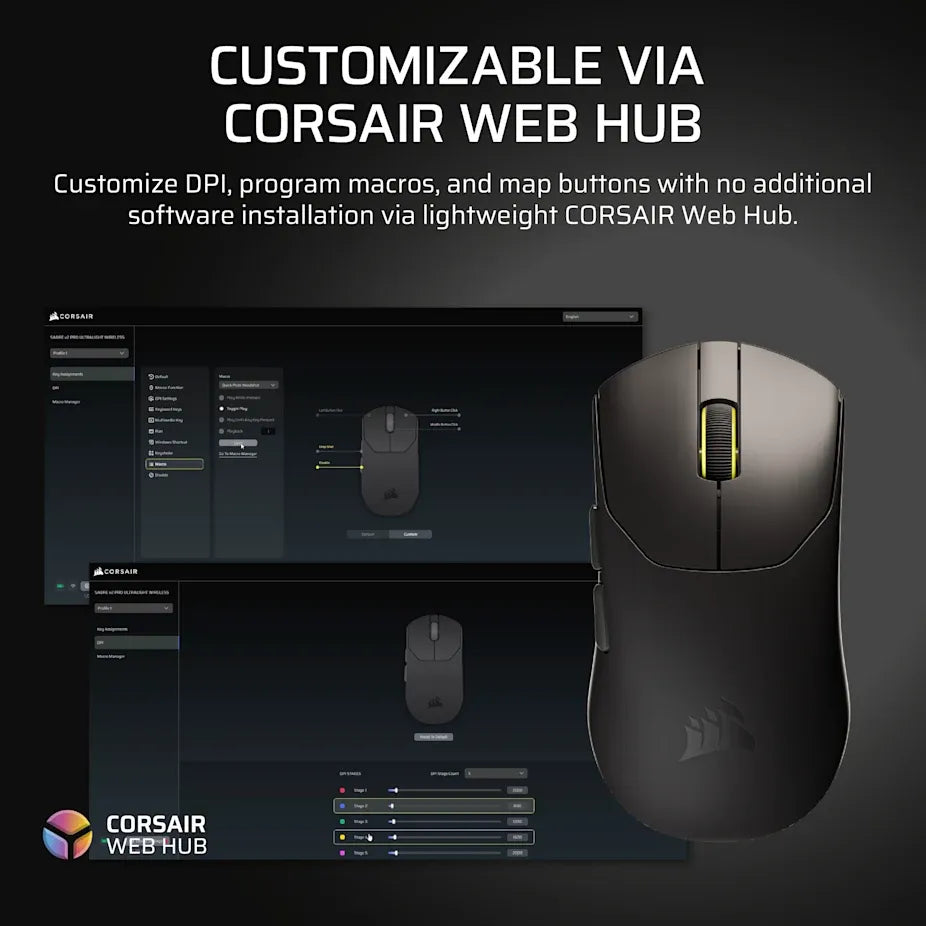 Corsair SABRE v2 PRO ULTRALIGHT WIRELESS Gaming Mouse - Black; 33k DPI.