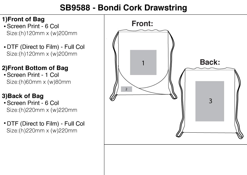 Bondi Cork Drawstring - branding