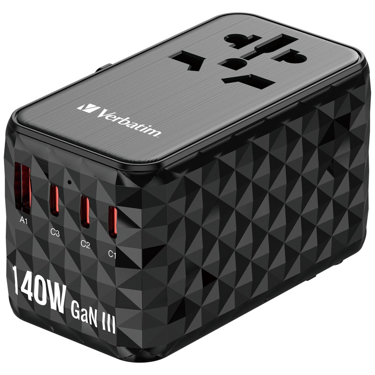 VERBATIM GAN III UNIVERSAL TRAVEL ADAPTER UTA-10 WITH 2 X USB-C PD 140W & QC 4+ / 2 X USB-
