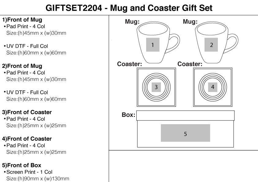 250ml Mug and Coaster Gift Set - branding