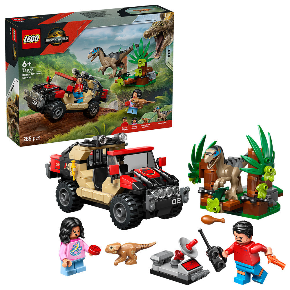 LEGO® Jurassic World Raptor Off-Road Escape Velociraptor Toy Dinosaur 76972