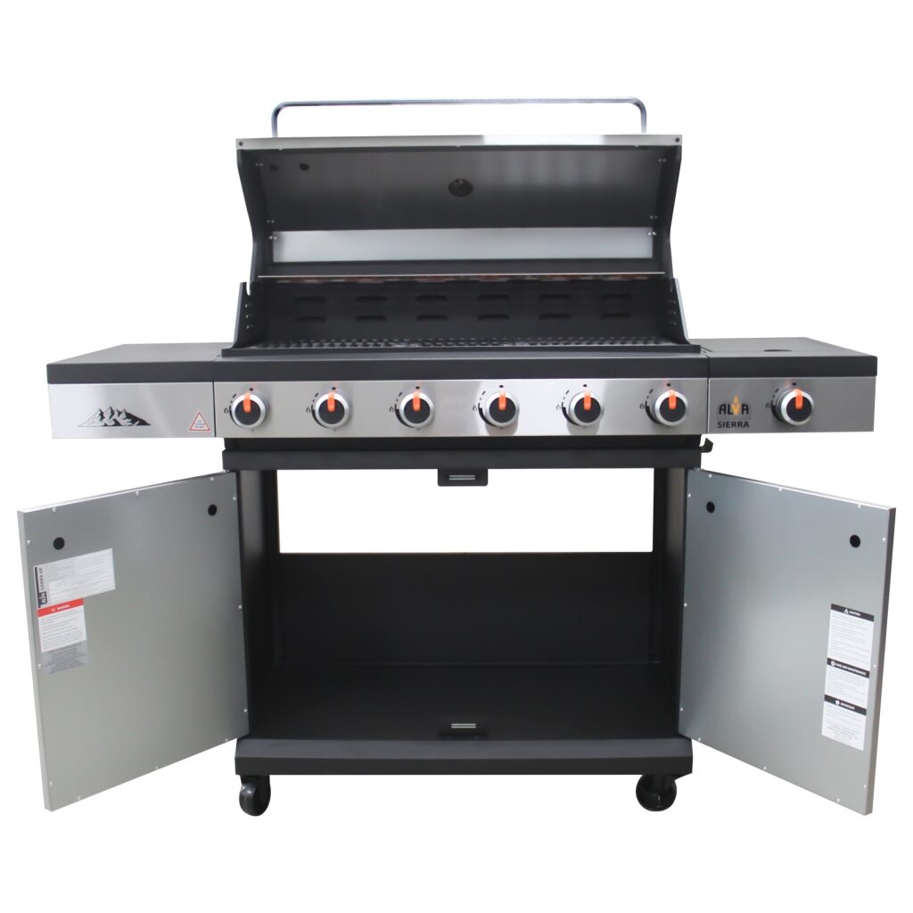 Alva Sierra-6 Burner BBQ With Side Burner – Stainless Steel / Black + FREE TOOL SET