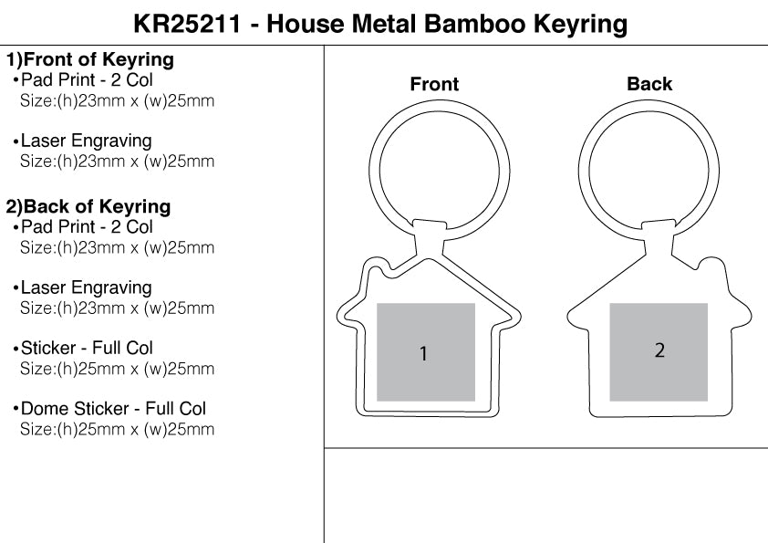 House Metal Bamboo Keyring