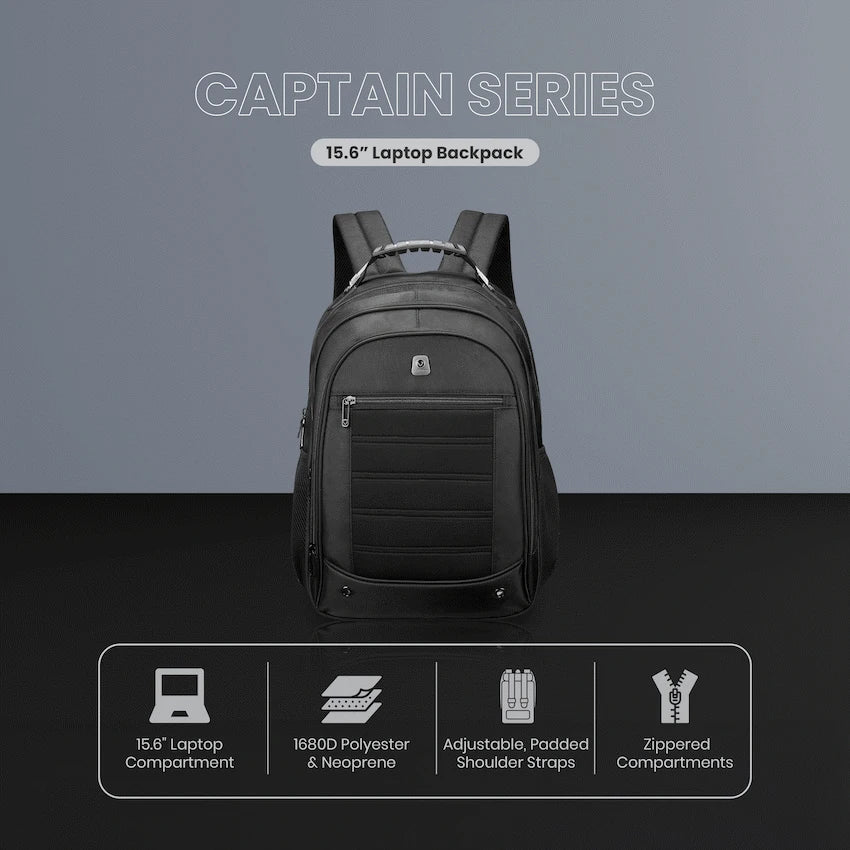 Volkano Captain 15.6" Laptop Backpack - Black