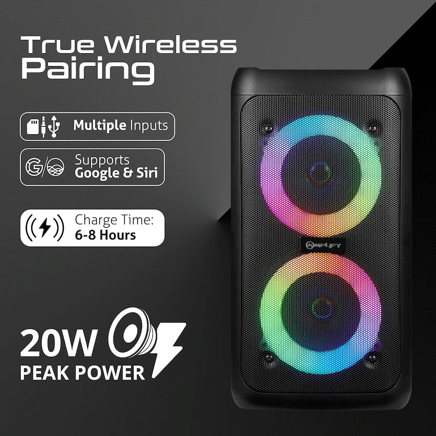 Amplify Mini Megavibe Series Dual 3" Party Speaker - Black - Guards On Duty Shop & Security Guards