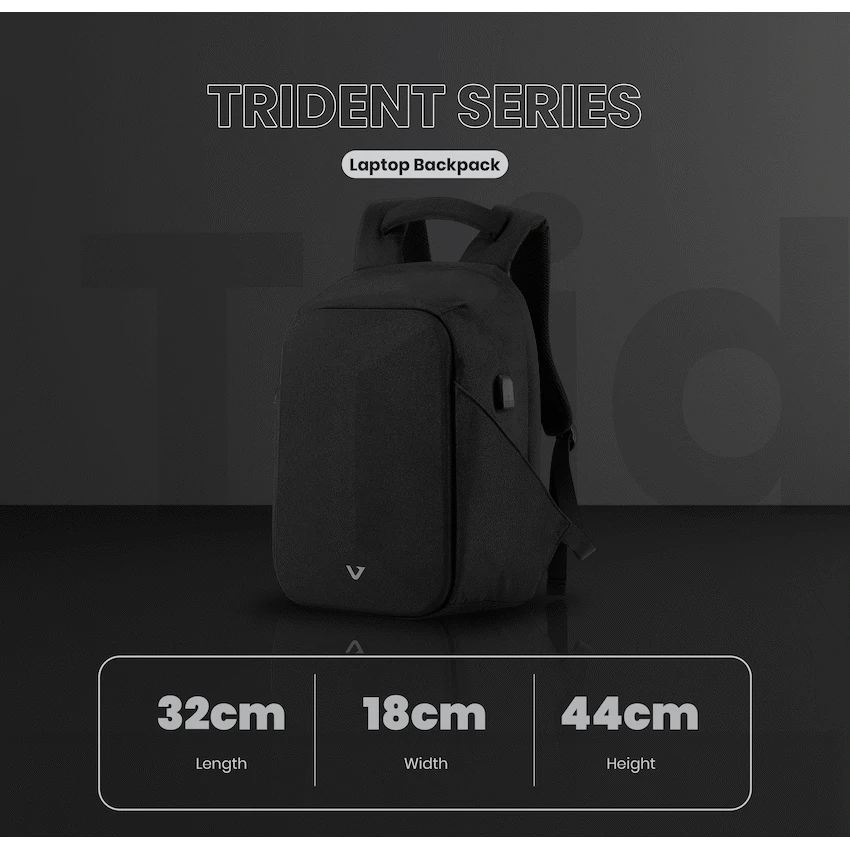 Volkano Trident 15.6" Laptop Backpack - Black