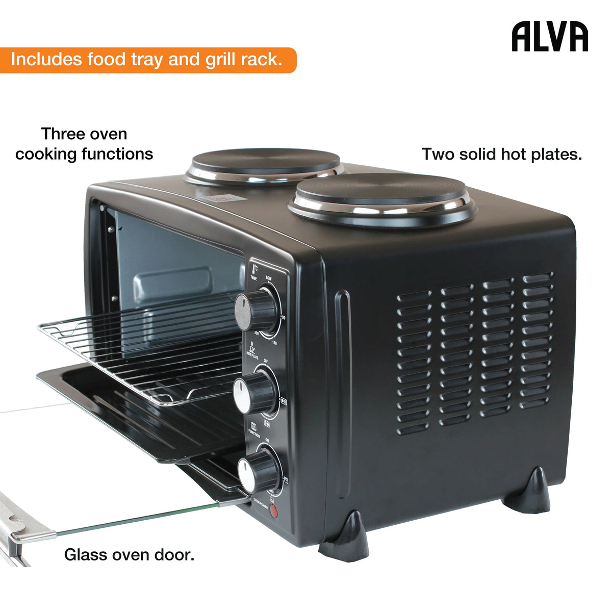 Alva Mini Kitchen - 20L Electric Oven With 2 Plate Stove