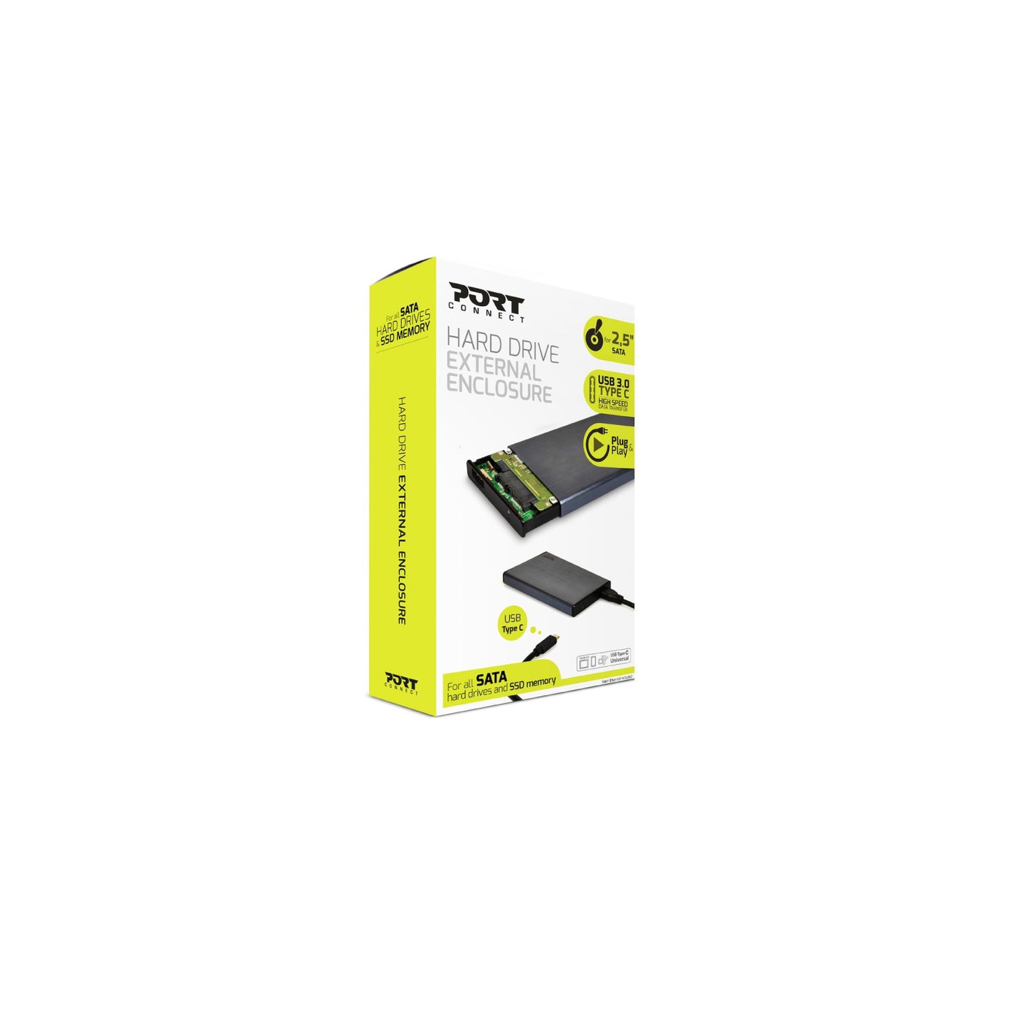 Port 2.5" SATA USB-C Hard drive Enclosure