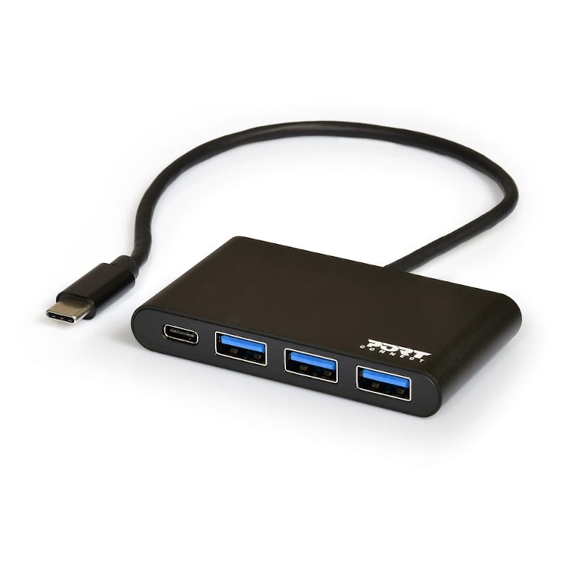 Port USB Type-C to 3 x USB3.0 and 1 x Type-C PD 30cm 4 Port Hub - Black - Guards On Duty Shop & Security Guards