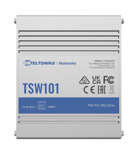 Teltonika 5-Port Gigabit Automotive PoE+ Switch | TSW101