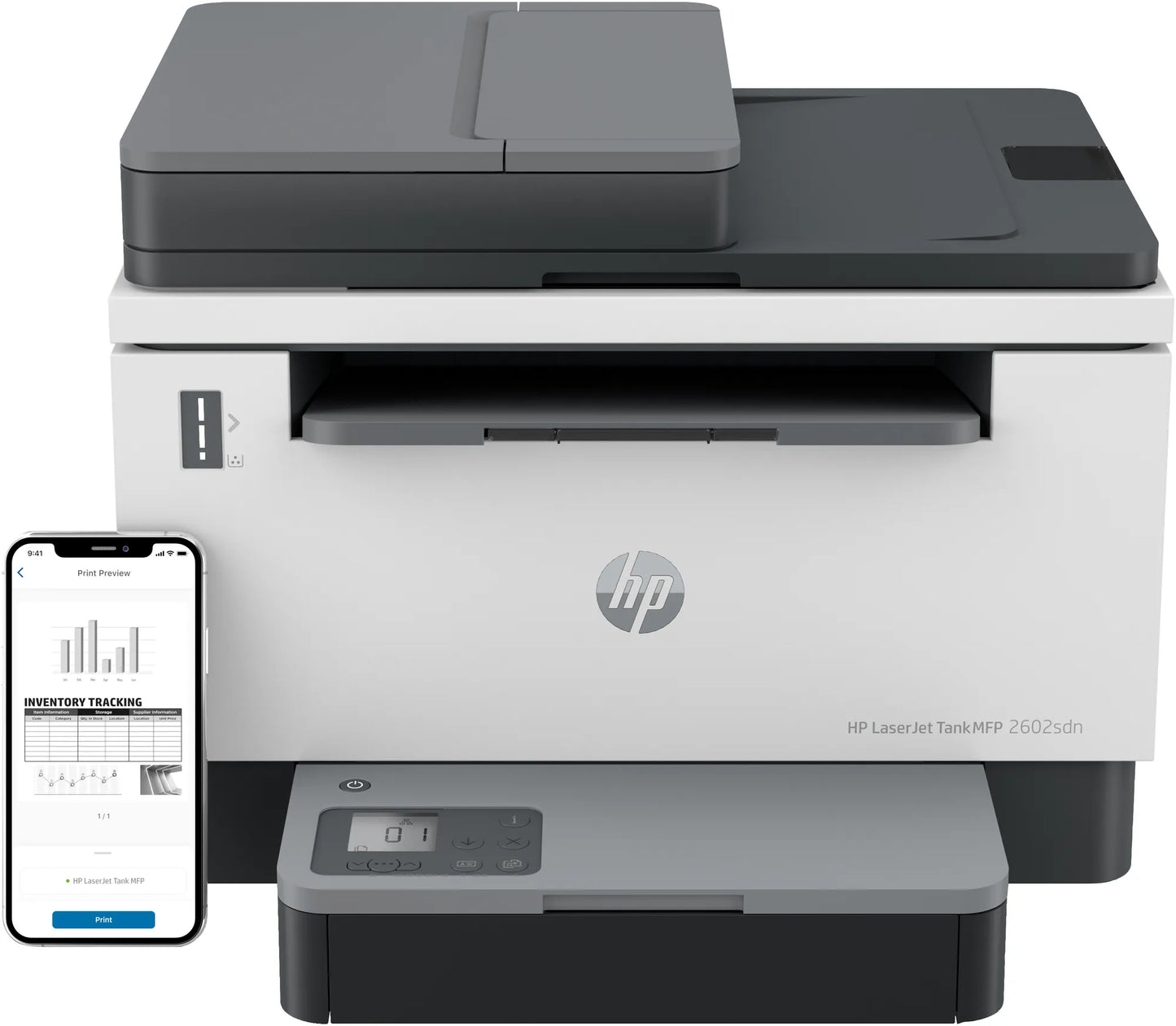 HP LASERJET TANK MFP 2602DN-PRINT, SCAN, COPY, BLACK (A4, NORMAL) UP TO 22 PPM, HI-SPEED USB, ETHERNET 10/100 BT, RECOMMENDED MONTHLY PAGE VOLUME-250-2500, AUTOMATIC DUPLEX PRINTING, HP AUTO-ON/AUTO-OFF, HP SMART APP, SUPPLIES-HP 153 BLACK OR HP 154 BLACK - Guards On Duty Shop & Security Guards