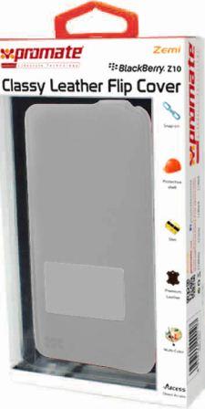 Promate Grey Zemi Blackberry Z10 Classy Leather Flip Cover