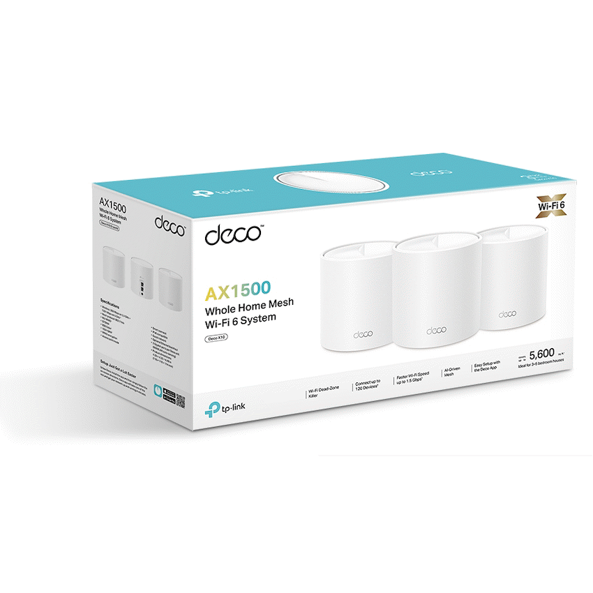 Deco X10 (3-Pack) AX1500 Whole-Home Mesh Wi-Fi 6 System (Tri-Band)