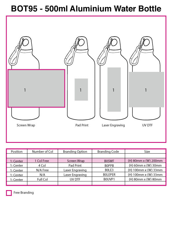 500ml Aluminium Water Bottle